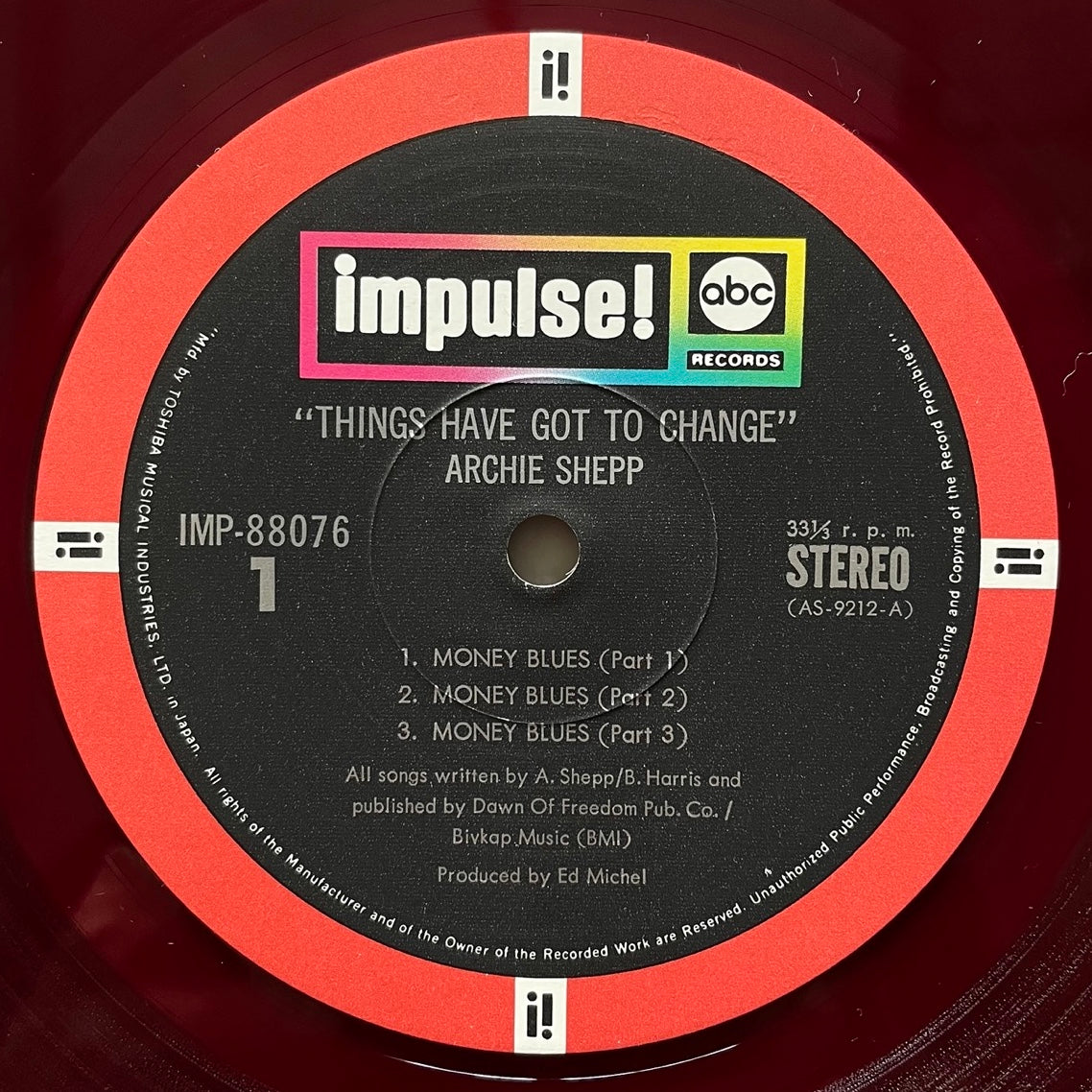 ARCHIE SHEPP / THINGS HAVE GOT TO CHANGE on Impulse - Japan Red Vinyl IMP-88076