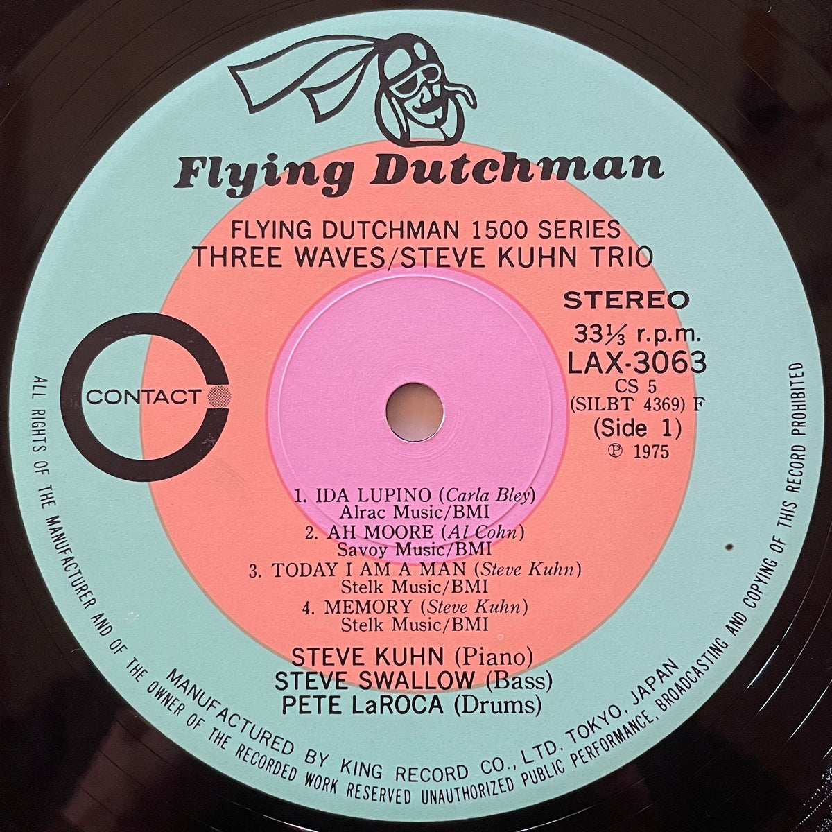 STEVE KUHN TRIO / THREE WAVES on Contact - Japan Flying Dutchman LP LAX-3063