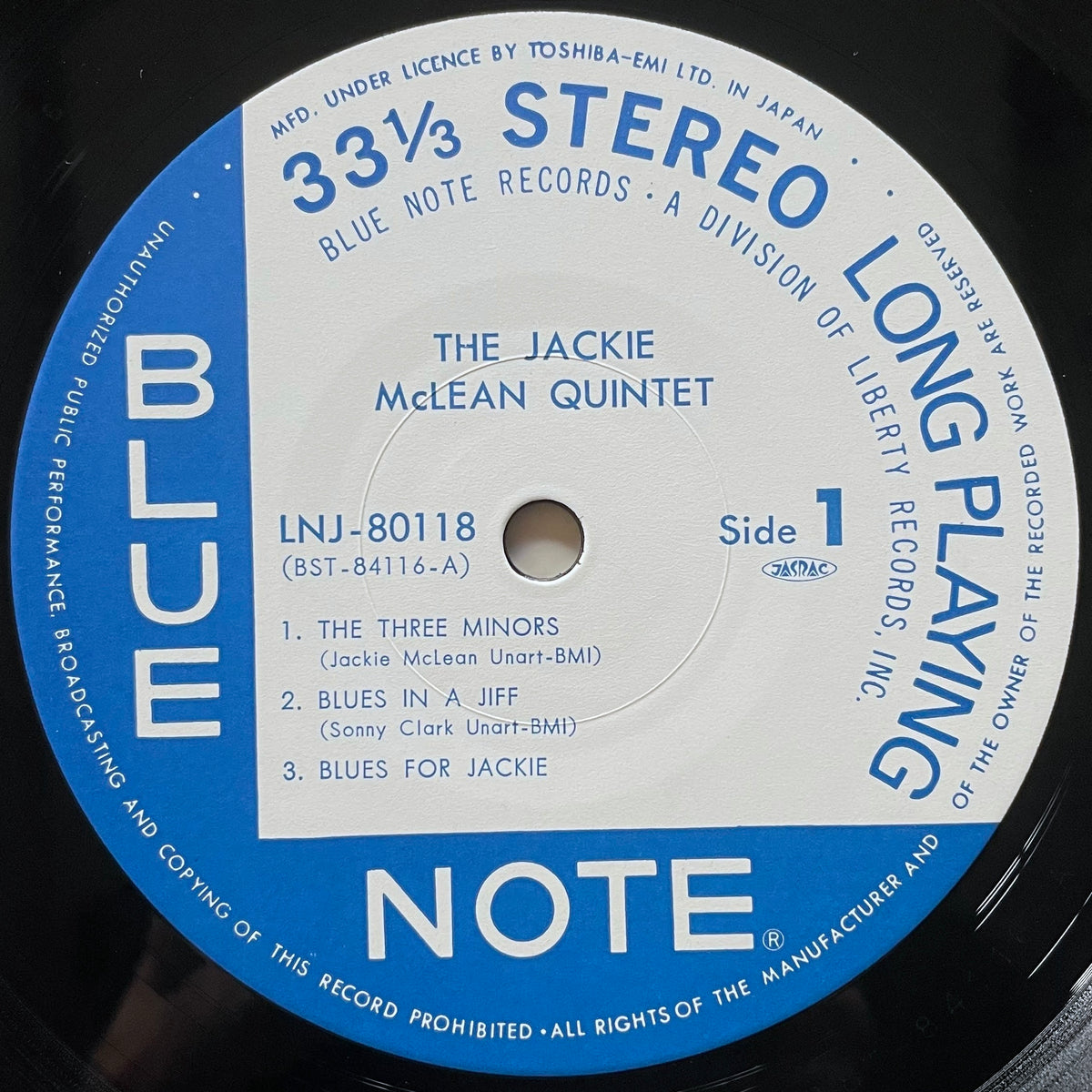 JACKIE McLEAN QUINTET on Blue Note BST-84116 - Japan Original LP LNJ-80118