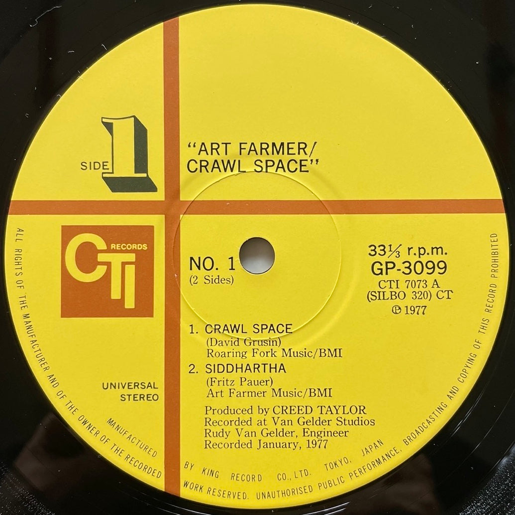 ART FARMER / CRAWL SPACE on CTI - Japan Gatefold LP Jazz Funk GP-3099