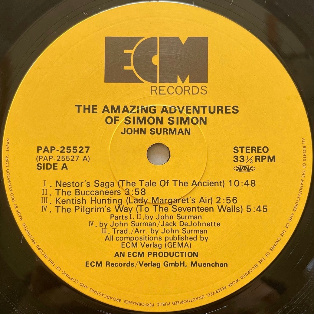 JOHN SURMAN / THE AMAZING ADVENTURES OF SIMON SIMON on ECM - Japan NM LP PAP-25527