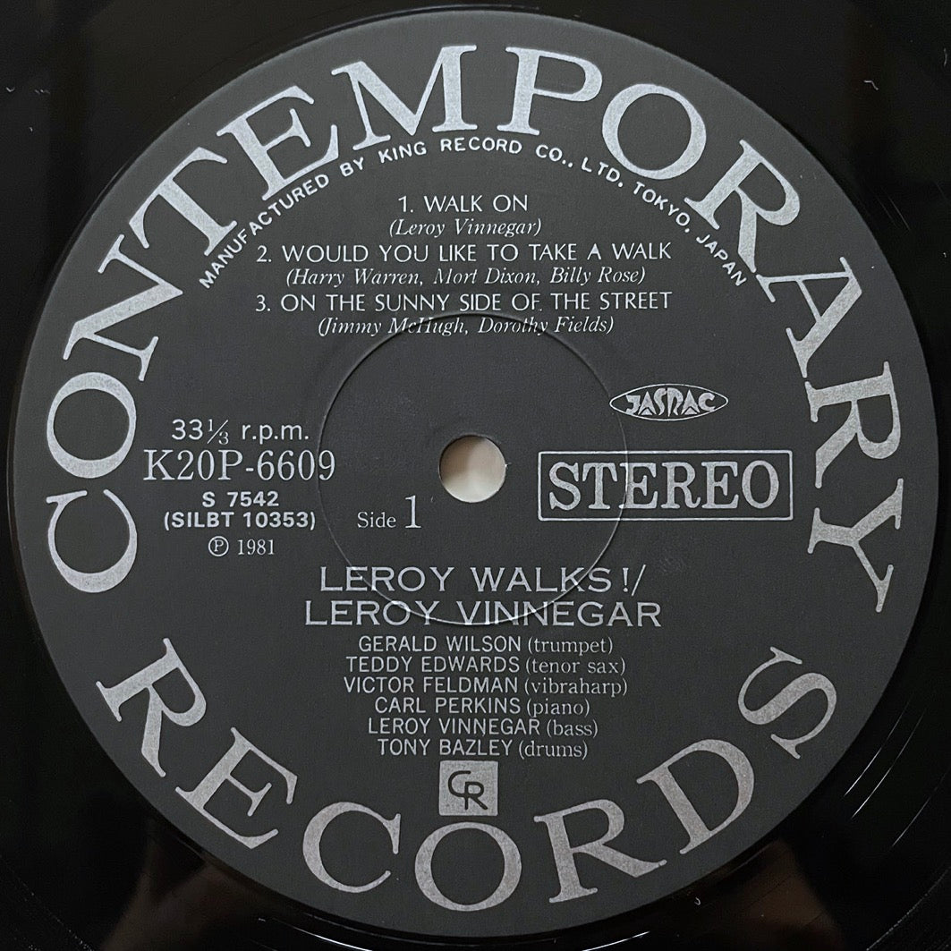LEROY VINNEGAR SEXTET / LEROY WALKS on Contemporary - Japan King LP NM K20P-6609