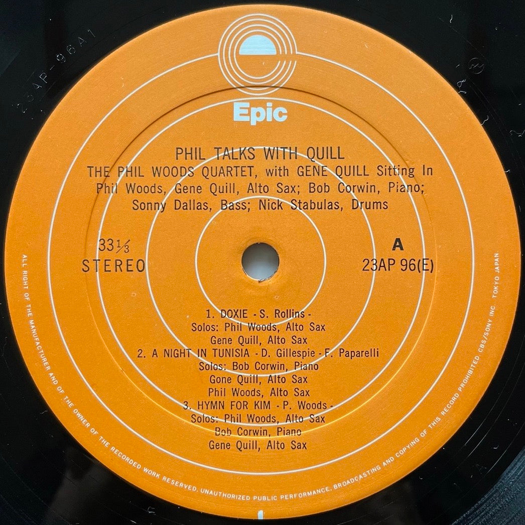 PHIL WOODS QUARTET with GENE QUILL / PHIL TALKS WITH QUILL on Epic - Japan LP NM 23AP 96