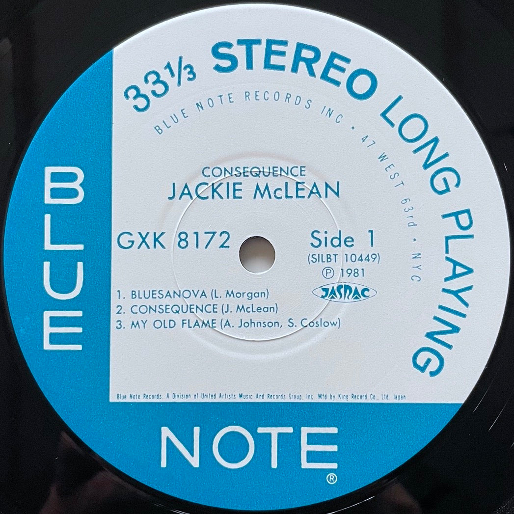 JACKIE McLEAN / CONSEQUENCE - Japan Blue Note King Original LP GXK-8172