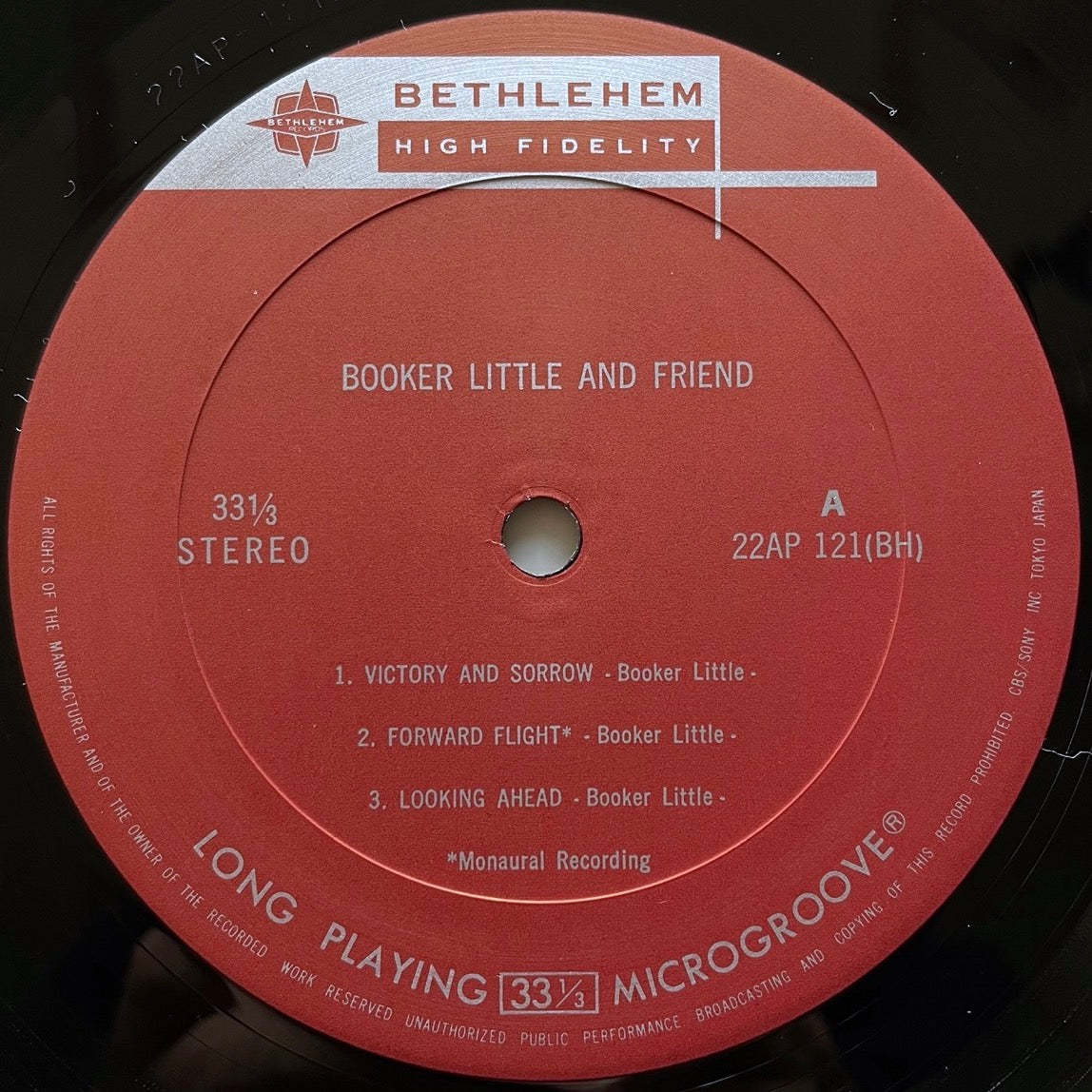 BOOKER LITTLE AND FRIEND on Bethlehem - Japan LP 22AP-121