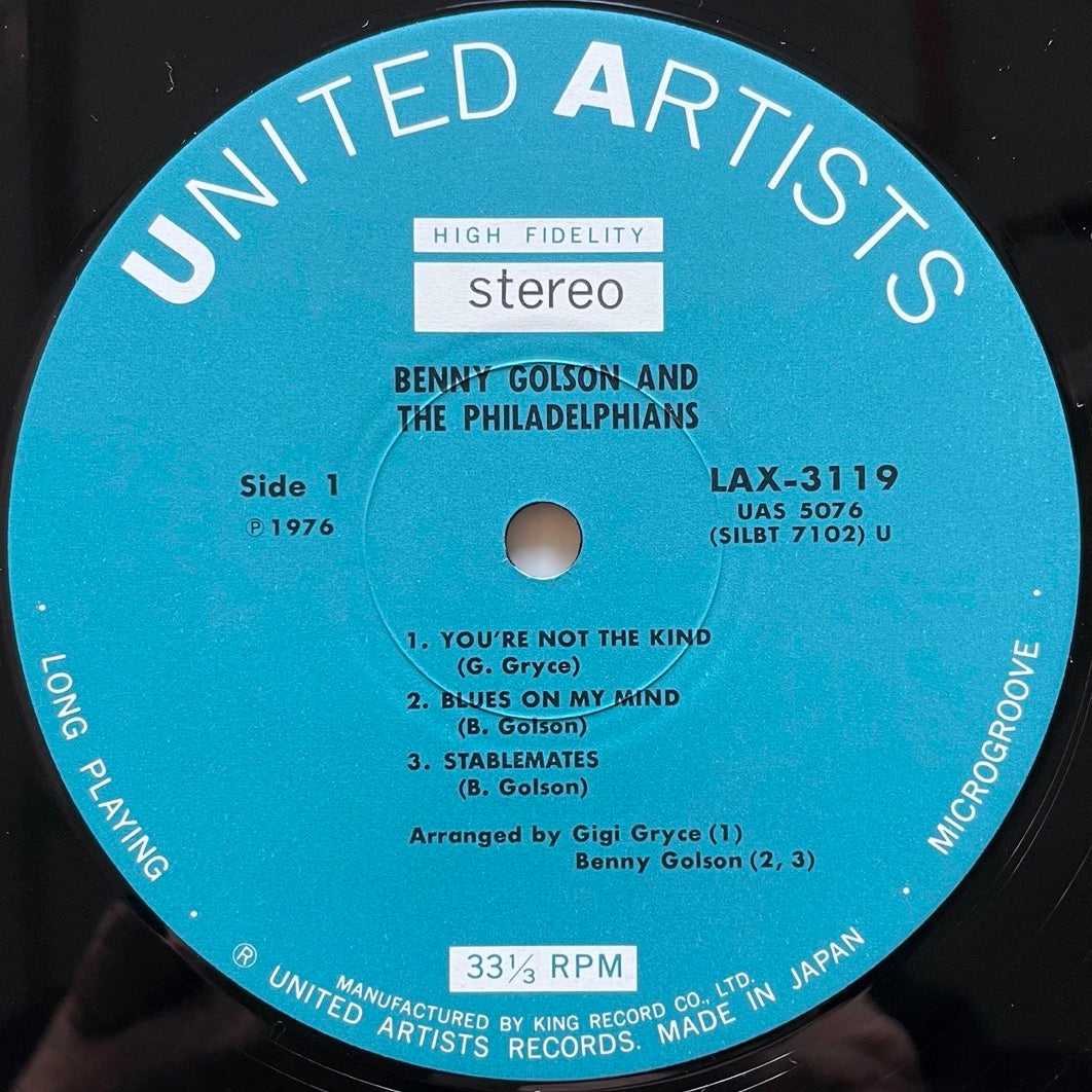 BENNY GOLSON AND THE PHILADELPHIANS on United Artists - Japan King LP LAX-3119