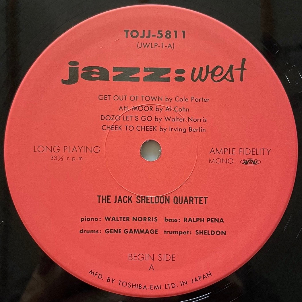 JACK SHELDON QUARTET / GET OUT OF TOWN on Jazz:West - Japan MONO LP NM TOJJ-5811 obi