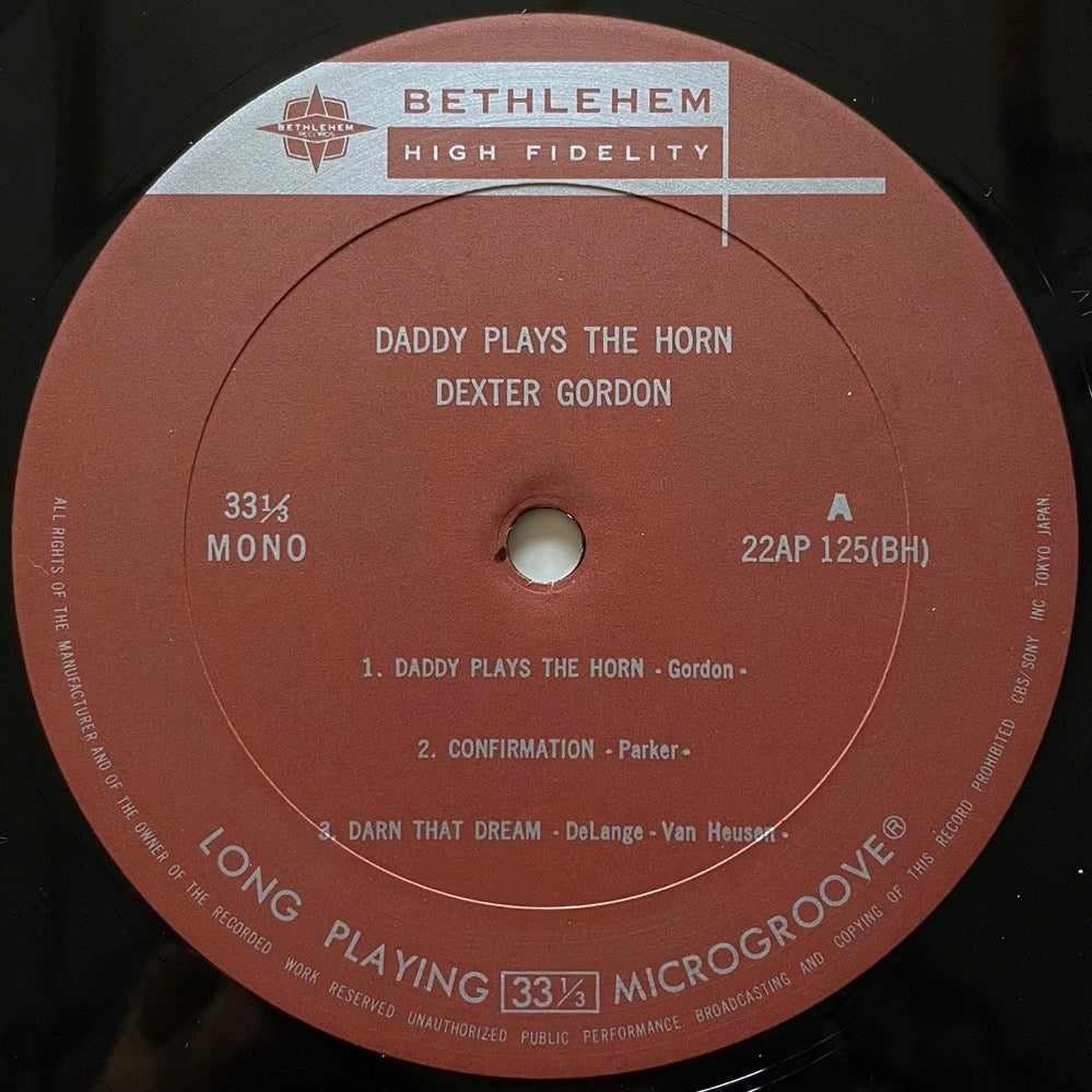 DEXTER GORDON / DADDY PLAYS THE HORN on Bethlehem - Japan MONO LP 22AP 125