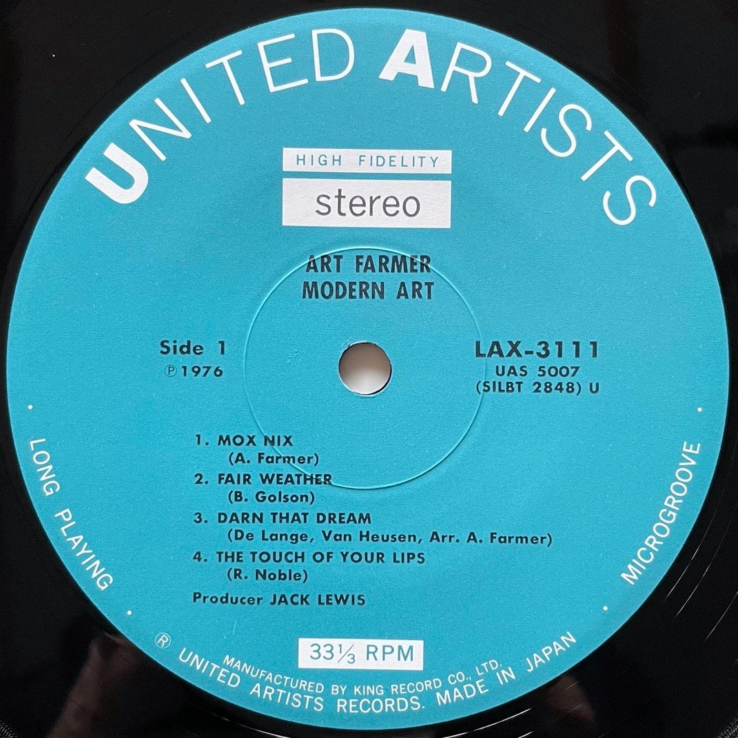 ART FARMER / MODERN ART on United Artists - Japan King LP NM LAX-3111 obi