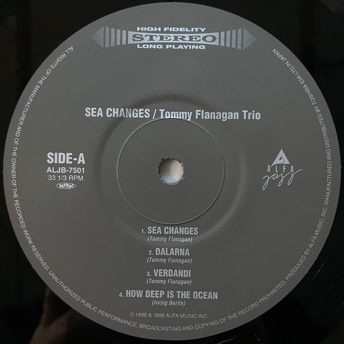 TOMMY FLANAGAN TRIO / SEA CHANGES on Alfa - Japan Original 180g Audiophile LP NM ALJB-7501 obi