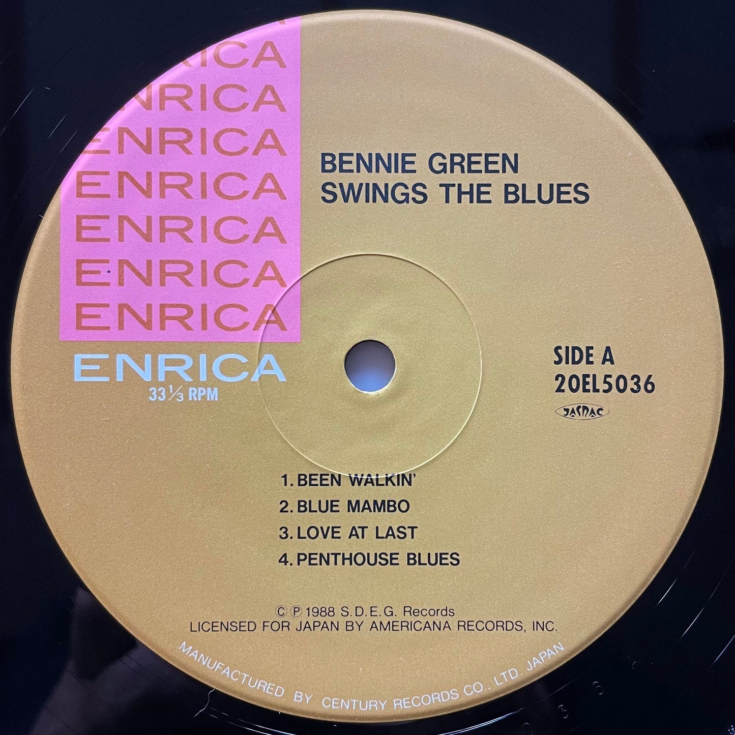BENNIE GREEN with SONNY CLARK / SWINGS THE BLUES on Enrica - Japan LP 20EL5036