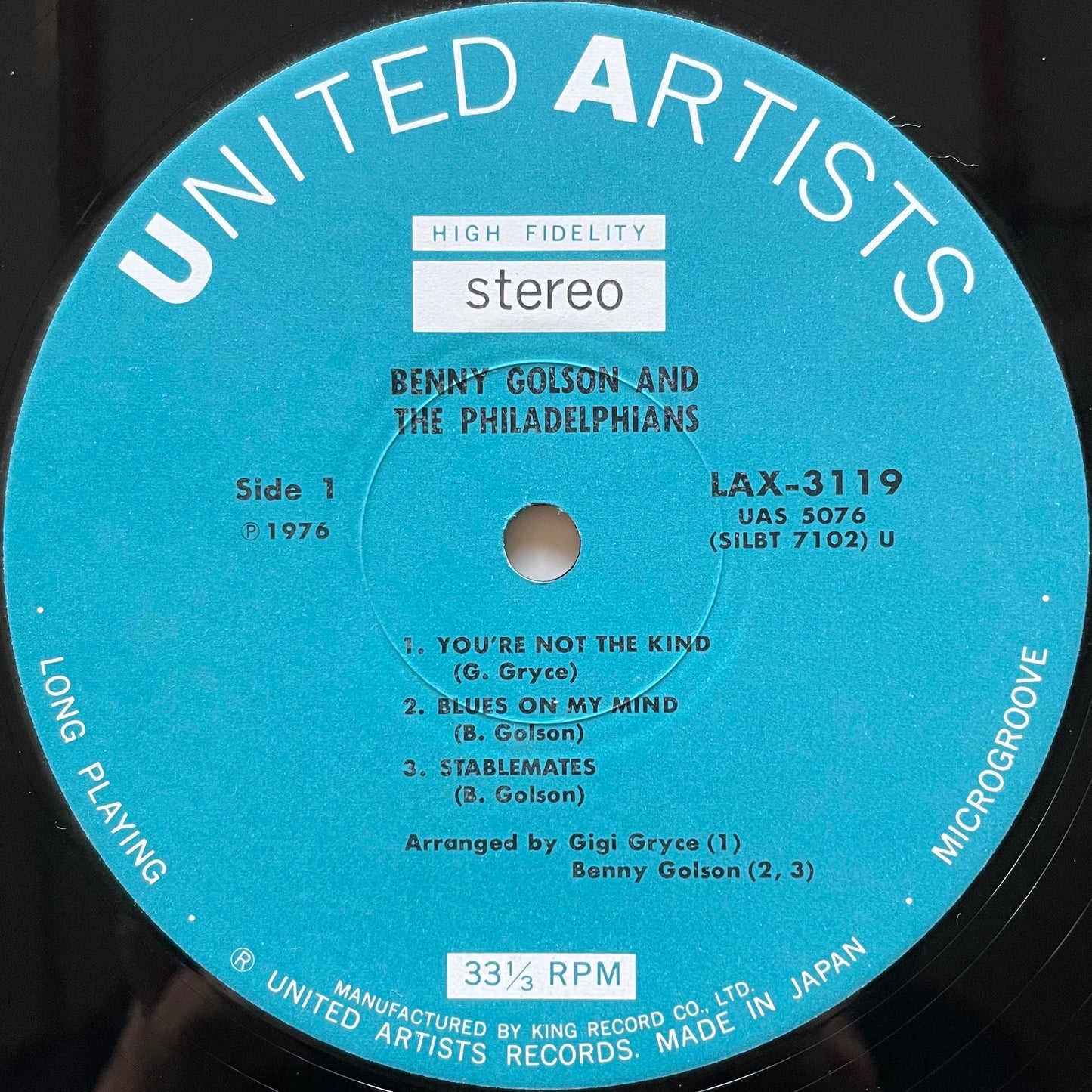 BENNY GOLSON AND THE PHILADELPHIANS on United Artists - Japan King LP LAX-3119