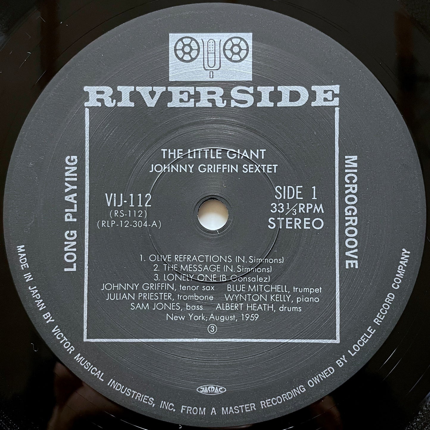 JOHNNY GRIFFIN / A LITTLE GIANT on Riverside - Japan LP NM VIJ-112