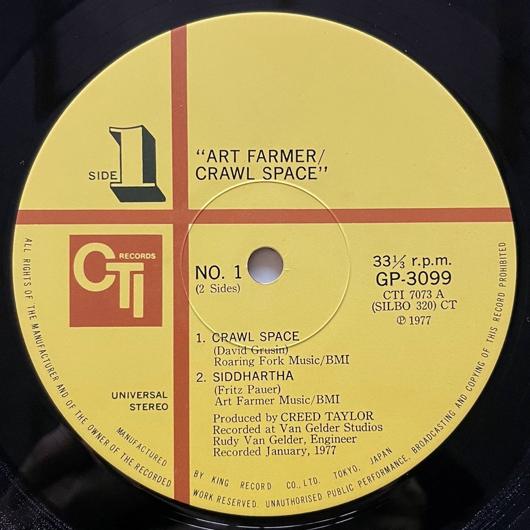 ART FARMER / CRAWL SPACE on CTI - Japan GF sleeve LP Jazz Funk GP-3099