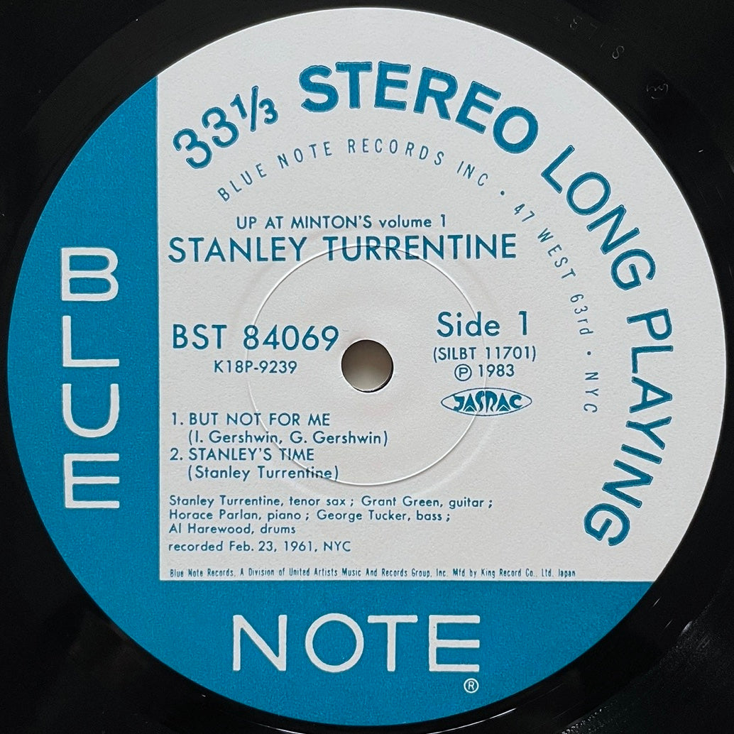 STANLEY TURRENTINE / UP AT MINTON'S VOL.1 on Blue Note - Japan King LP K18P-9239