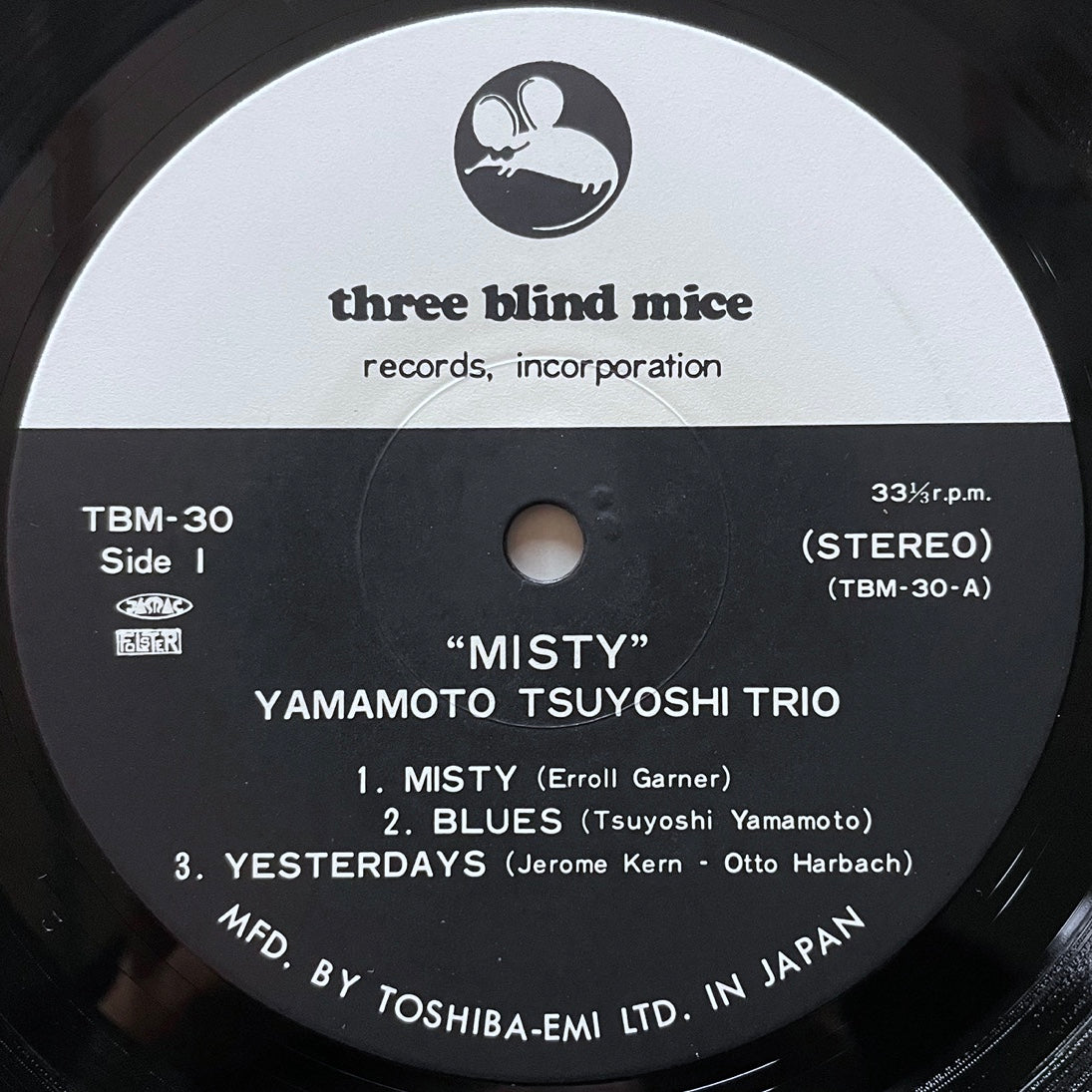 TSUYOSHI YAMAMOTO TRIO / MISTY on Three Blind Mice - Japan Original LP NM TBM-30
