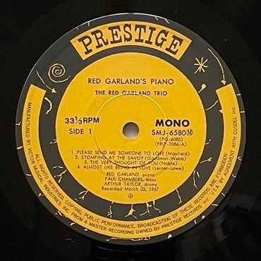 RED GARLAND TRIO / GARLAND'S PIANO on Prestige - Japan MONO LP SMJ-6580