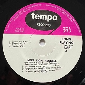 DON RENDELL QUARTET / MEET DON RENDELL on UK Tempo 10" - Japan Sawano reissue NM