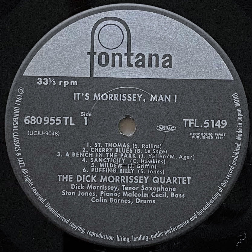 DICK MORRISSEY QUARTET / IT'S MORRISSEY, MAN! on UK Fontana - Japan LP NM UCJU-9048 obi