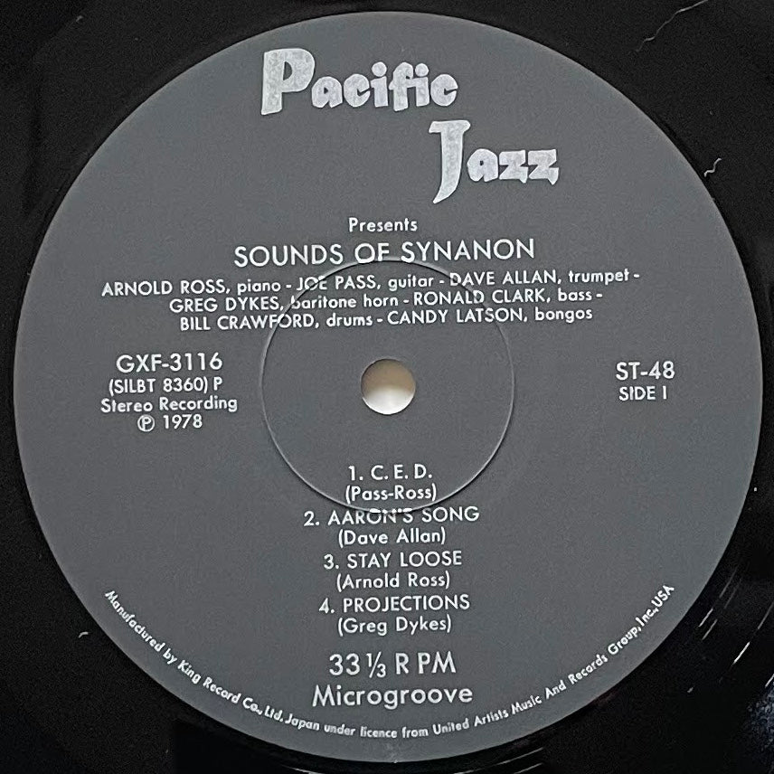 JOE PASS / SOUNDS OF SYNANON on Pacific Jazz - Japan King LP GXF-3116