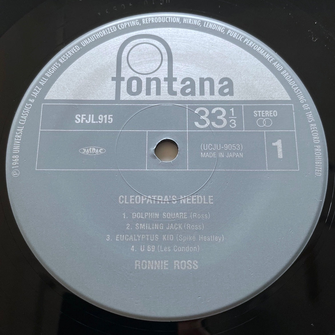 RONNIE ROSS / CLEOPTRA'S NEEDLE on UK Fontana - Japan Heavy Vinyl reissue UCJU-9053 obi
