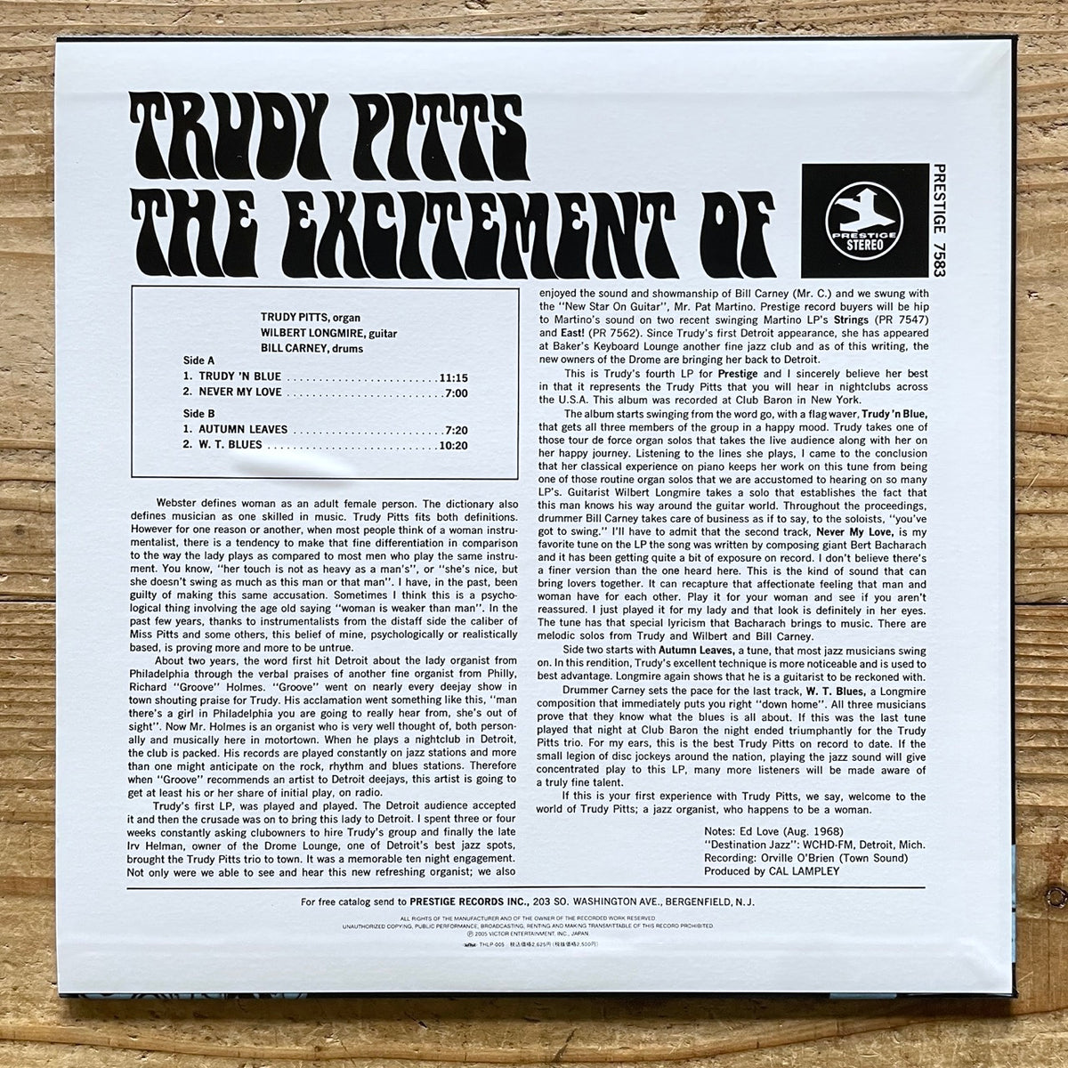 TRUDY PITTS / THE EXCITEMENT OF on Prestige - Japan LP NM THLP-005