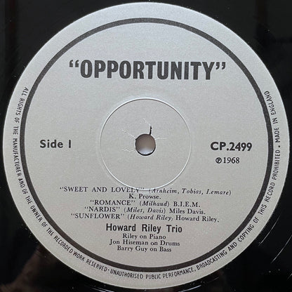 HOWARD RILEY TRIO / DISCUSSIONS on UK Opportunity - Heavy Vinyl reissue NM