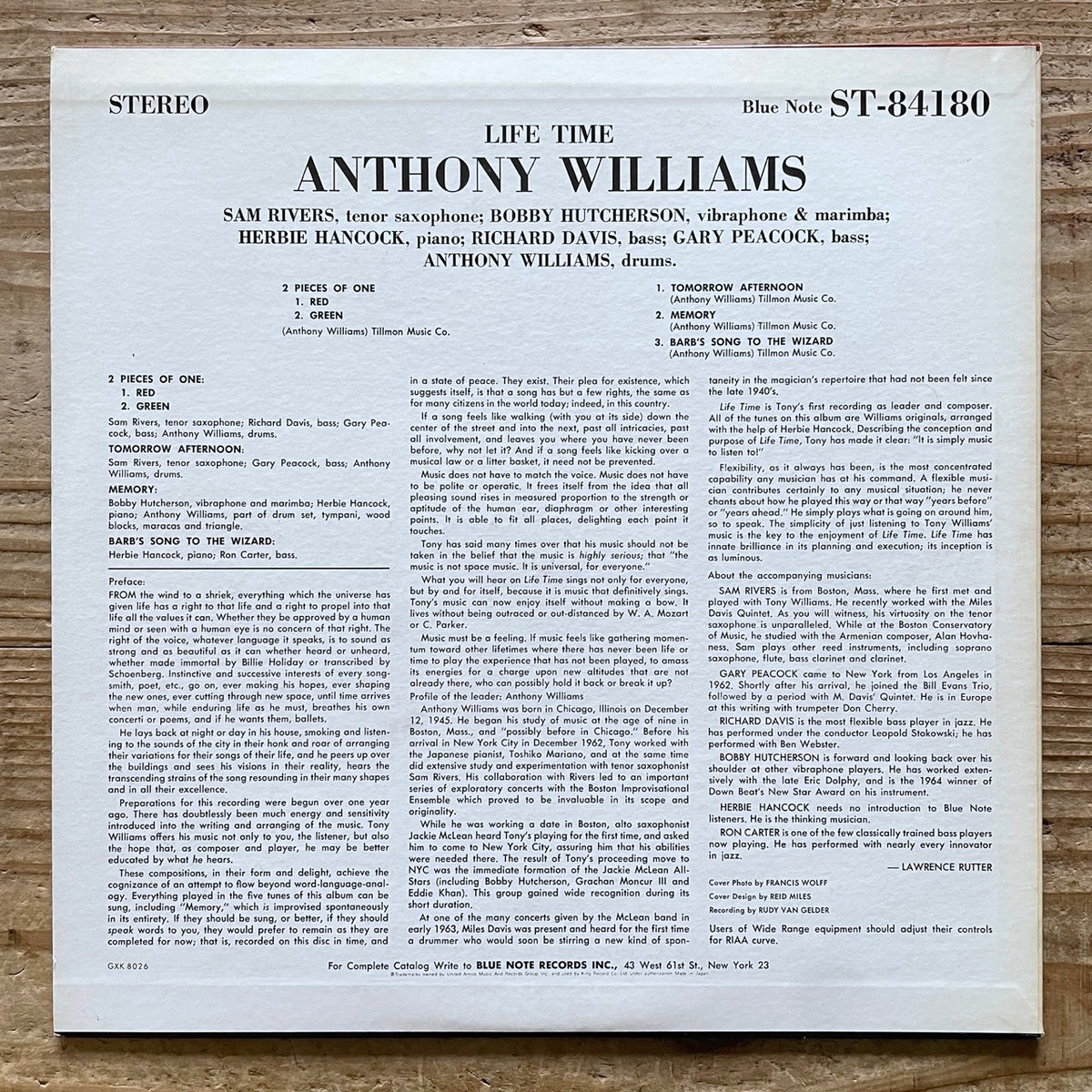 ANTHONY WILLIAMS / LIFE TIME on Blue Note - Japan King LP GXK-8026