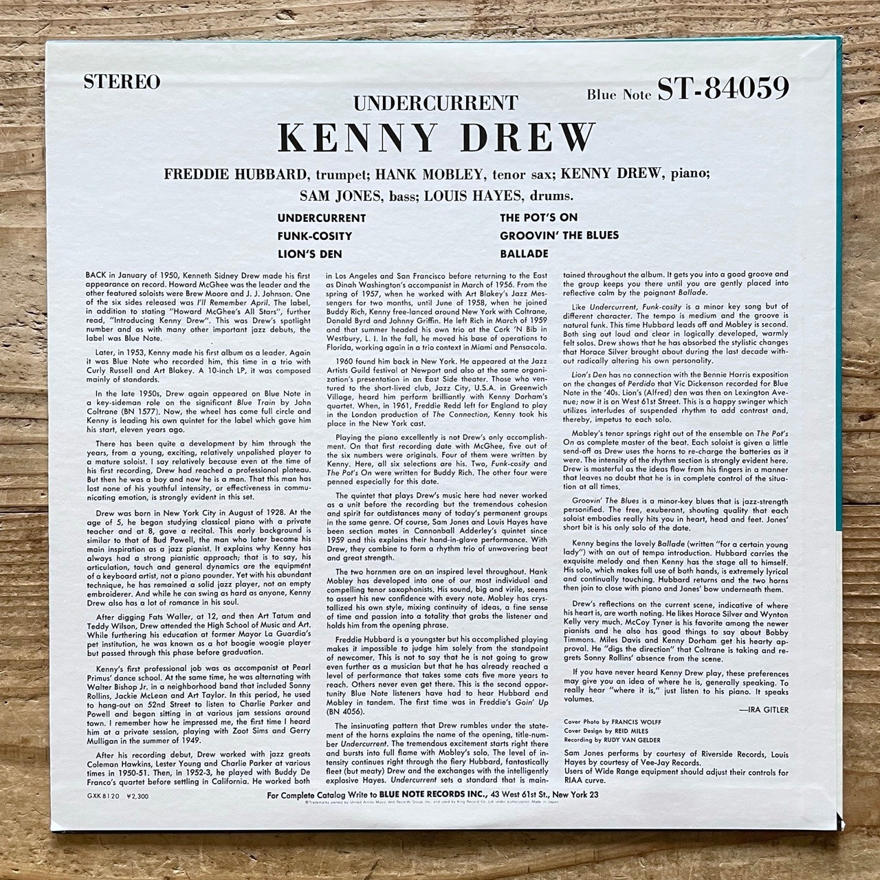 KENNY DREW / UNDERCURRENT on Blue Note - Japan King LP GXK-8120