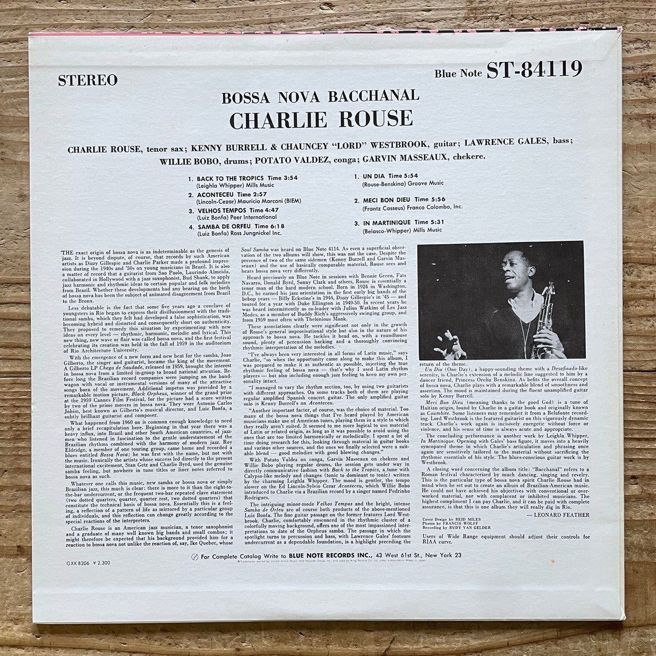 CHARLIE ROUSE / BOSSA NOVA BACCHANAL on Blue Note - Japan King PROMO LP GXK-8206