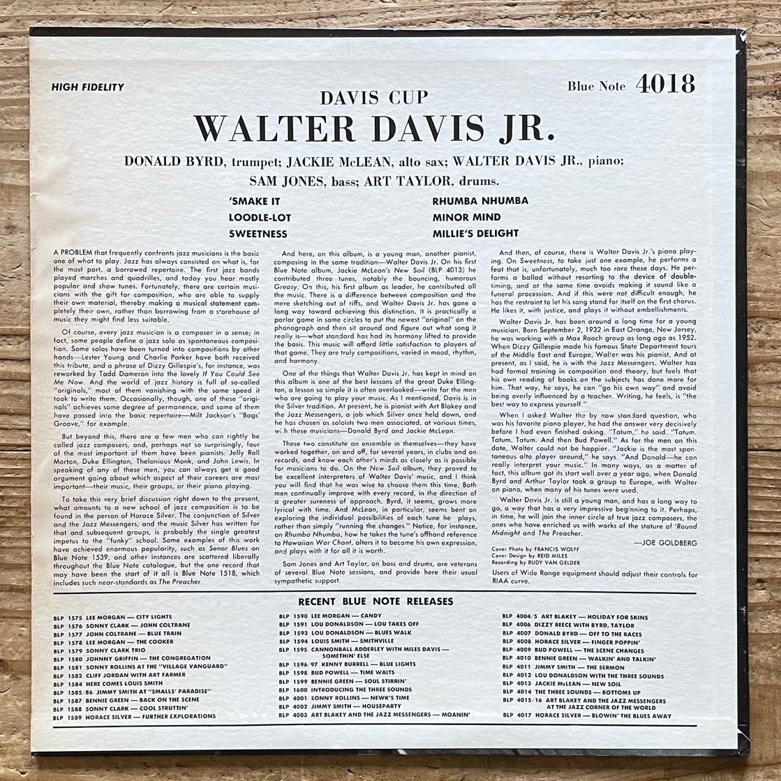 WALTER DAVIS JR. / DAVIS CUP - US Blue Note UA MONO LP BLP4018