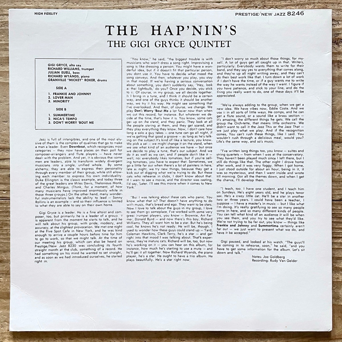 GIGI GRYCE QUINTET / THE HAP'NIN'S on New Jazz - Japan LP NM WWLJ-7041