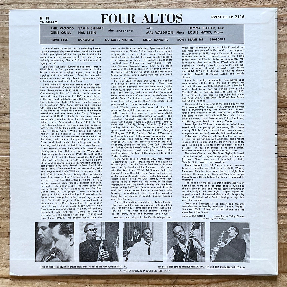 PHIL WOODS, SAHIB SHIHAB / FOUR ALTOS on Prestige - Japan MONO LP VIJ-5044