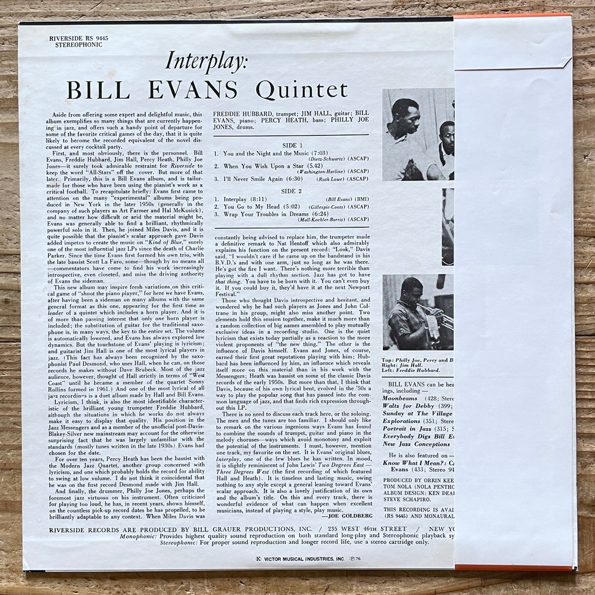 BILL EVANS QUINTET / INTERPLAY on Riverside - Japan LP SMJ-6150 obi