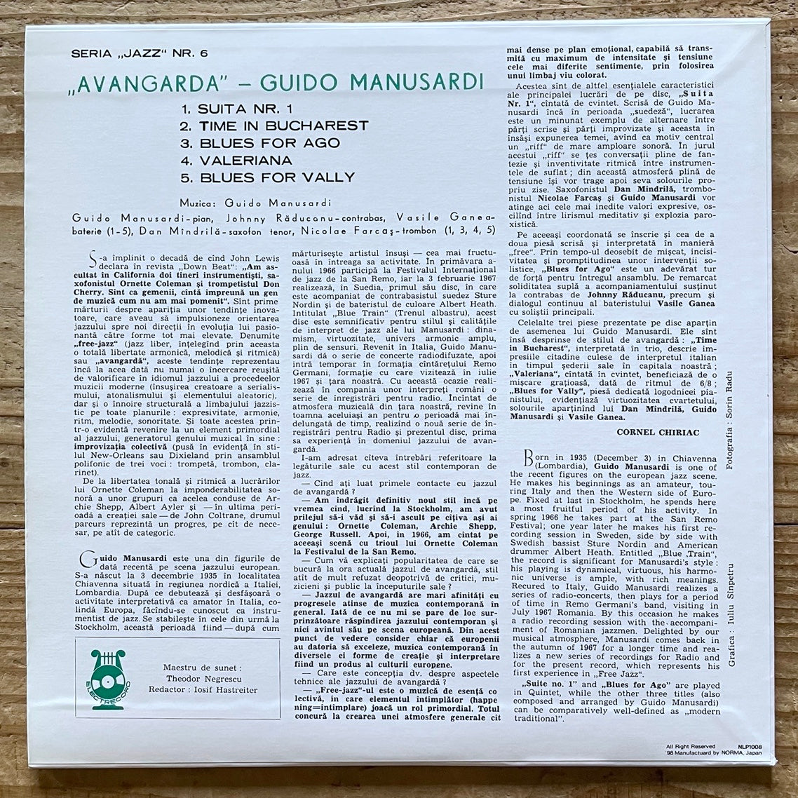 GUIDO MANUSARDI / FREE JAZZ (10") on Romanian Electrecord - Japan 10inch NM
