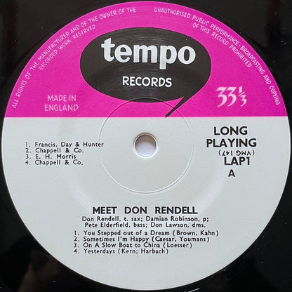 DON RENDELL QUARTET / MEET DON RENDELL on UK Tempo 10" - Japan Sawano reissue NM