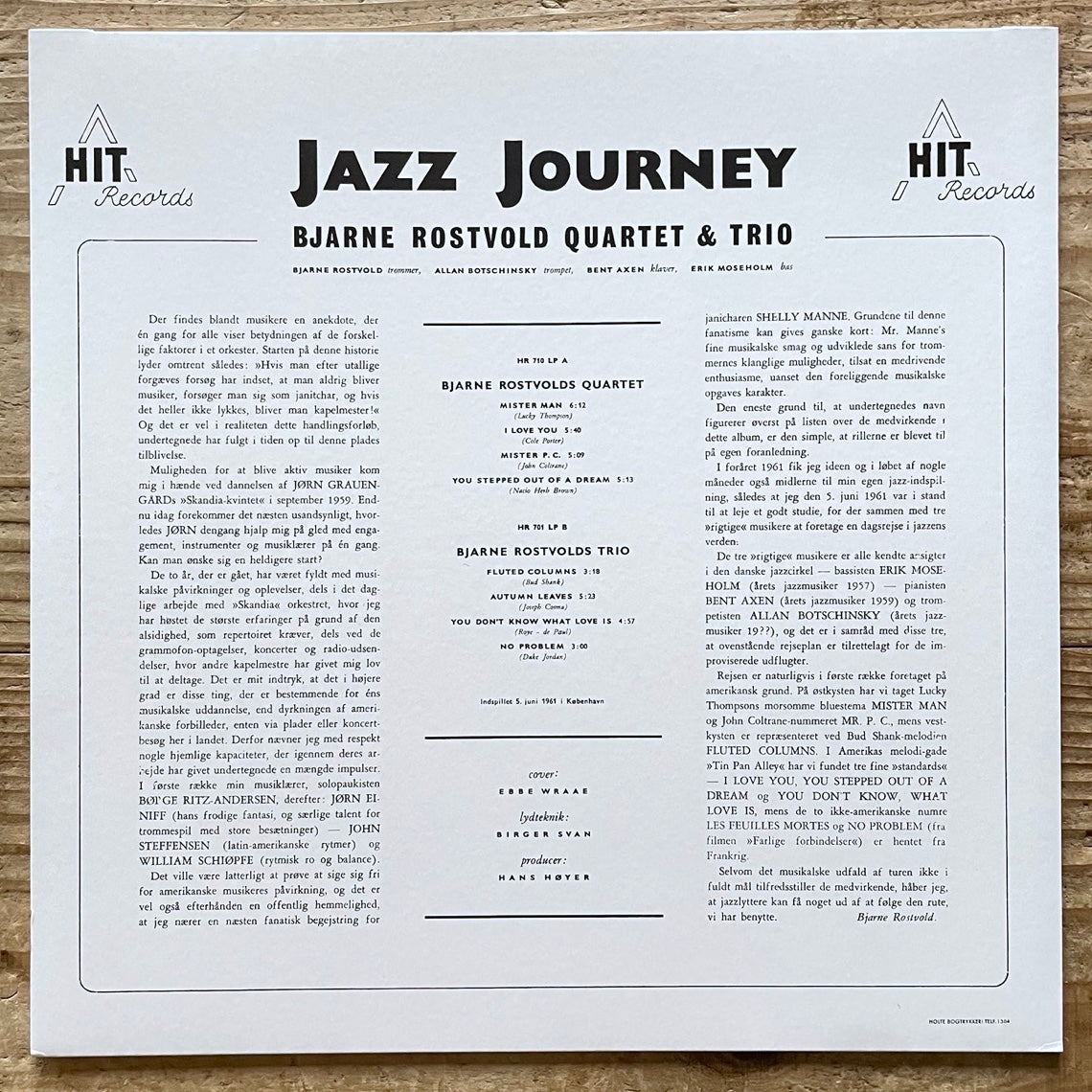 BJARNE ROSTVOLD QUARTET & TRIO / JAZZ JOURNEY - Danish Hit LP - Japan Heavy Vinyl