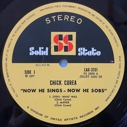 CHICK COREA / NOW HE SINGS, NOW HE SOBS on Solid State - Japan King LP NM LAX-3151