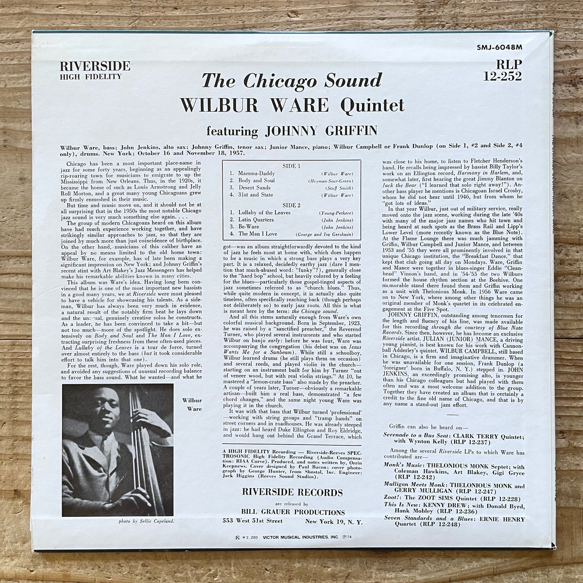 WILBUR WARE QUINTET feat. JOHNNY GRIFFIN / CHICAGO SOUND on Riverside - Japan MONO LP NM SMJ-6048