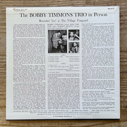 BOBBY TIMMONS TRIO / IN PERSON on Riverside - Japan LP SMJ-6110
