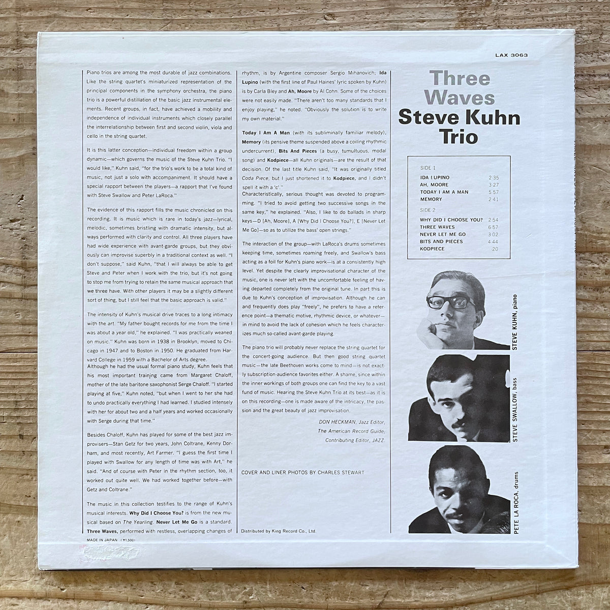 STEVE KUHN TRIO / THREE WAVES on Contact - Japan Flying Dutchman LP LAX-3063