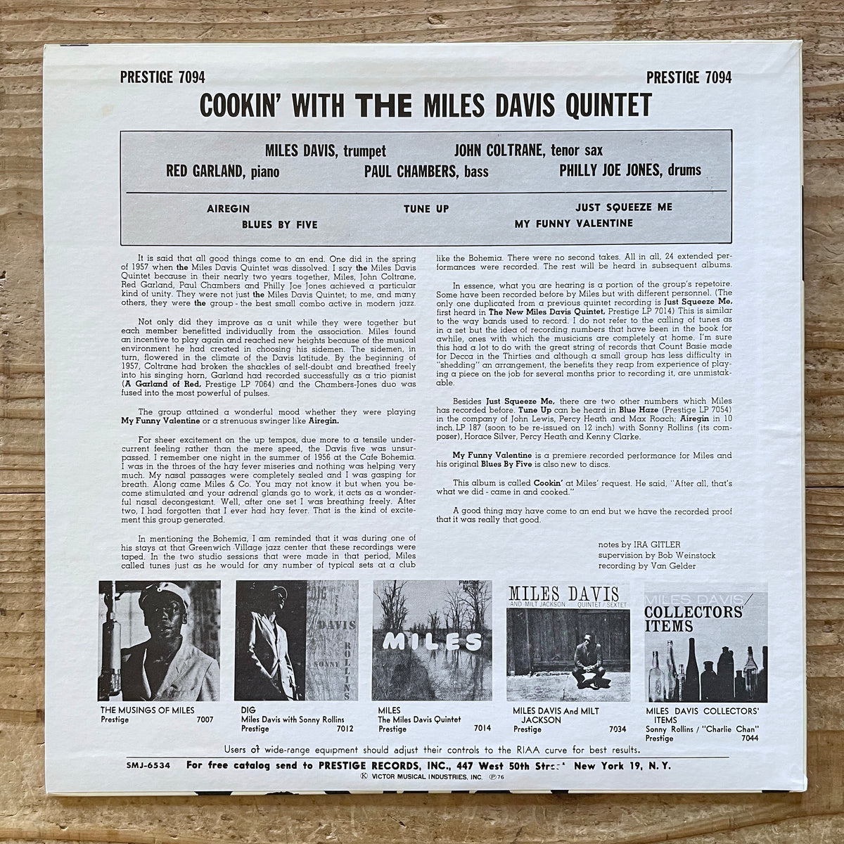 MILES DAVIS QUINTET / COOKIN' on Prestige - Japan MONO LP SMJ-6534