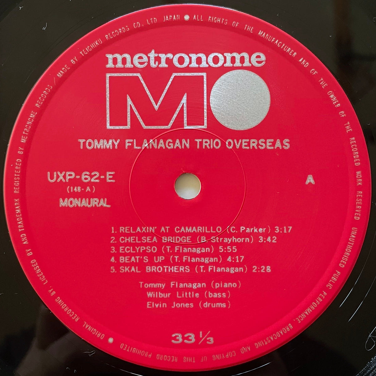 TOMMY FLANAGAN / OVERSEAS on Metronome - Japan MONO LP UXP-62-E obi