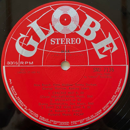 MAX ROACH feat. HANK MOBLEY, KENNY DORHAM / MAX on Argo - Japan Globe LP SMJ-7136