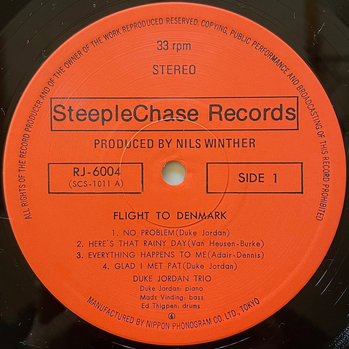 DUKE JORDAN TRIO / FLIGHT TO DENMARK on SteepleChase - Japan LP NM RJ-6004