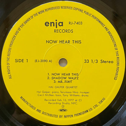 HAL GALPER feat. Terumasa Hino, Cecil McBee / NOW HEAR THIS on Enja - Japan LP NM RJ-7403