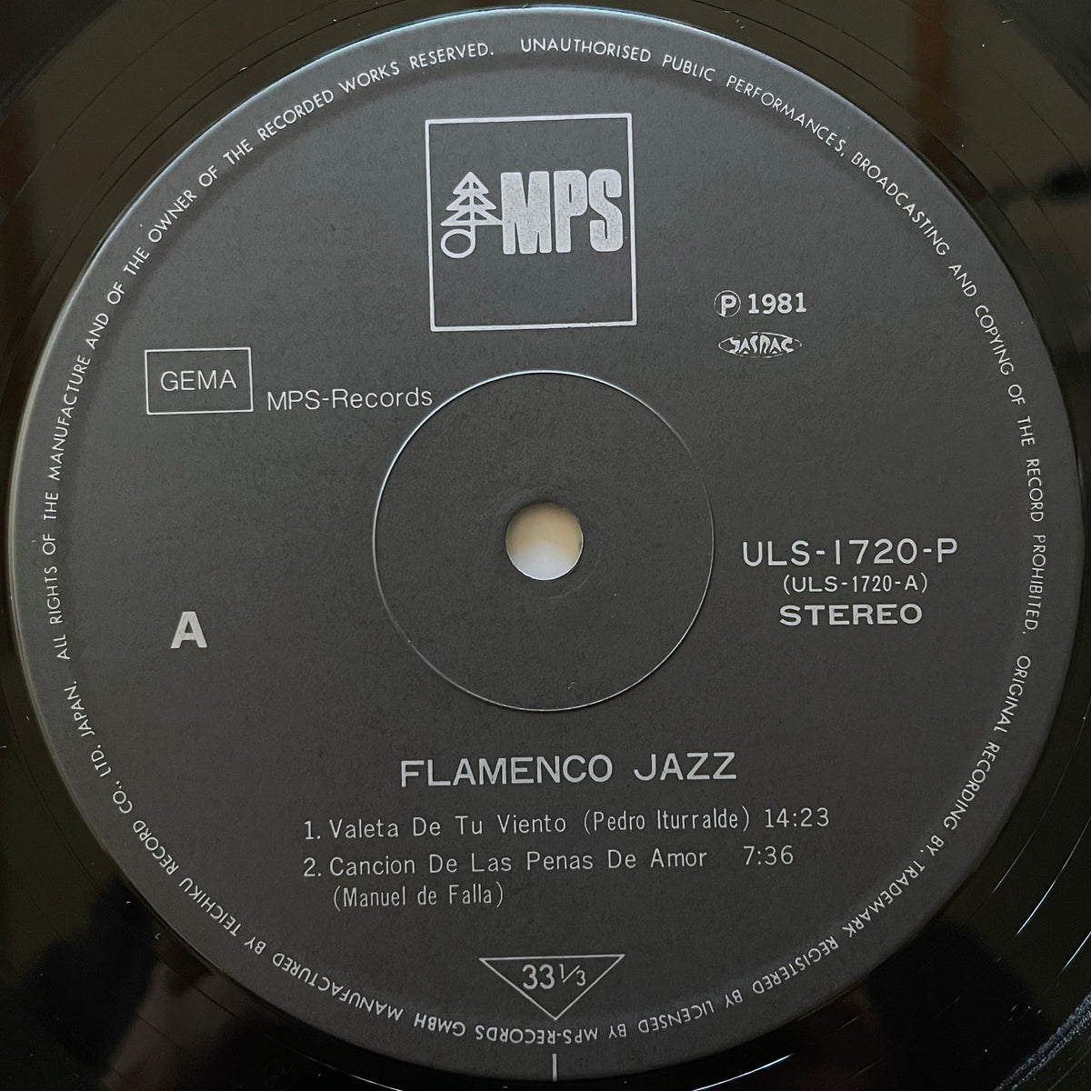 PEDRO ITURRALDE / FLAMENCO JAZZ on German MPS - Japan LP NM ULS-1720-P obi