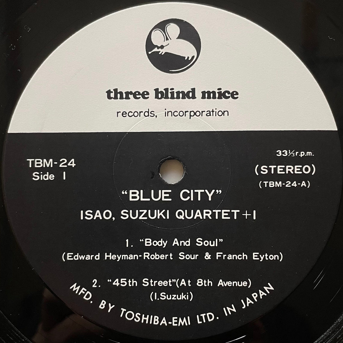 ISAO SUZUKI QUARTET + 1 / BLUE CITY on Three Blind Mice - Japan Original LP TBM-24