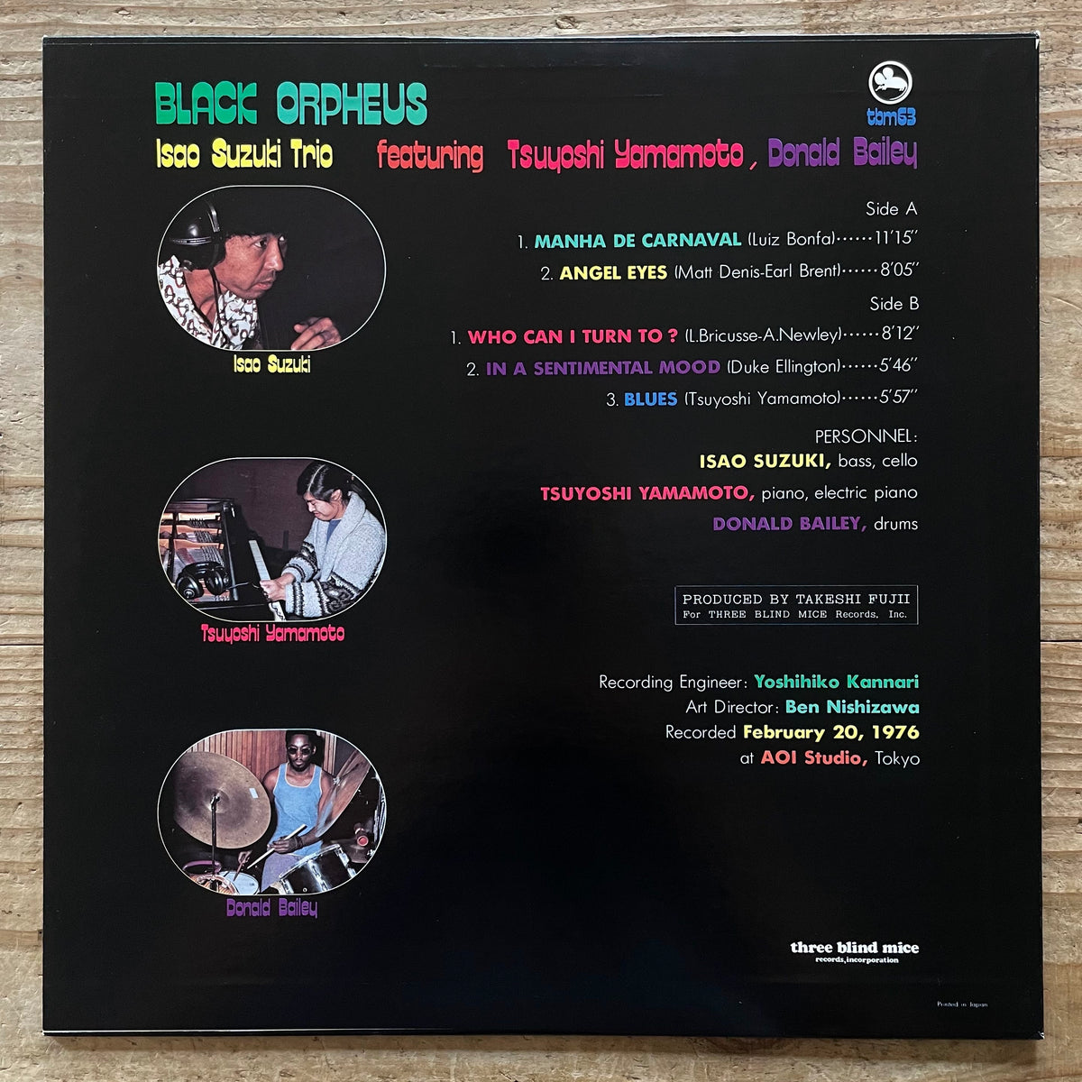 ISAO SUZUKI TRIO / BLACK ORPHEUS on Three Blind Mice - Japan Original LP TBM-63
