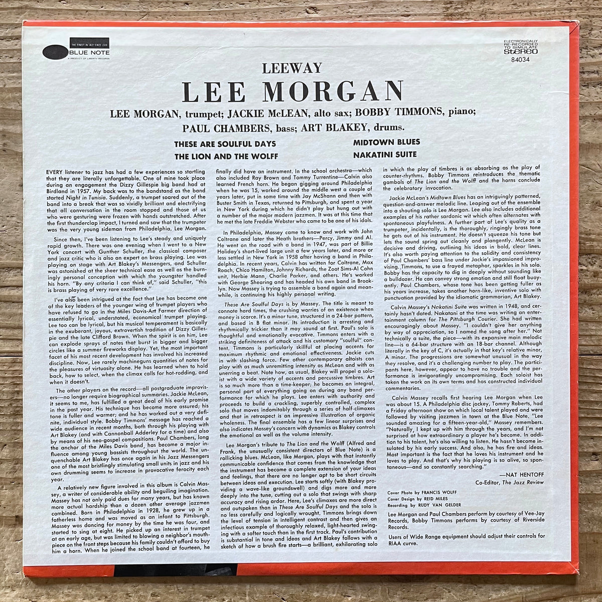 LEE MORGAN / LEEWAY on Blue Note - US Liberty BST-84034
